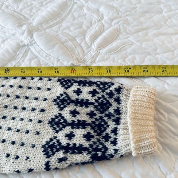 1940-50 Norwegian Wool Cardigan Sm Black White Med  Turquoises Braid Trim - Picture 8 of 8